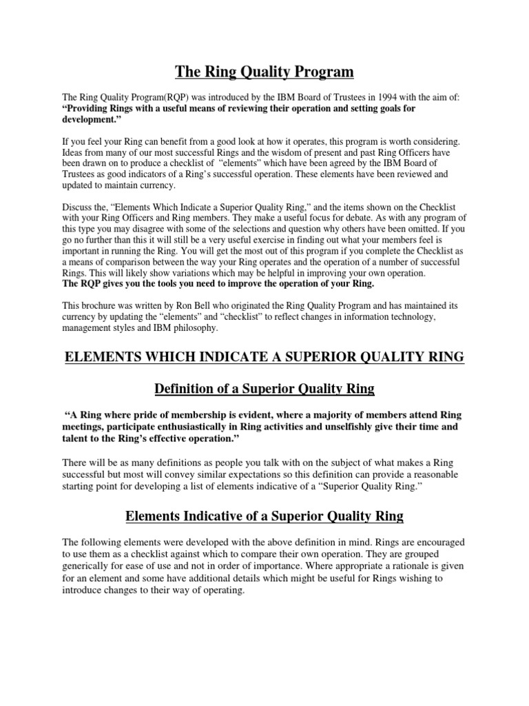 IBM Ring Quality Program Overview | PDF | Internet | Audit