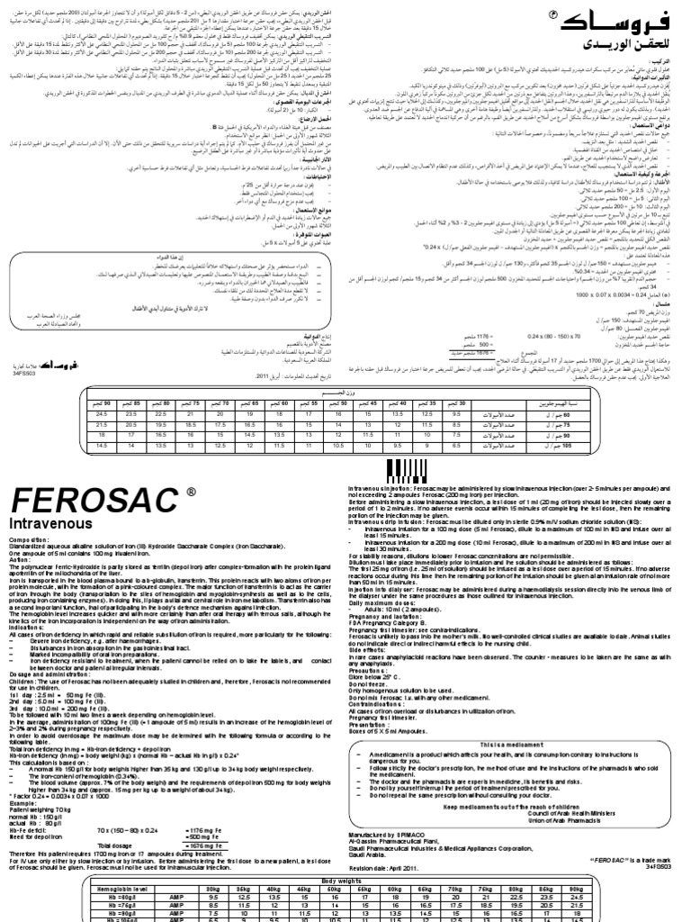 Ferosac Inj | PDF | Iron | Intravenous Therapy