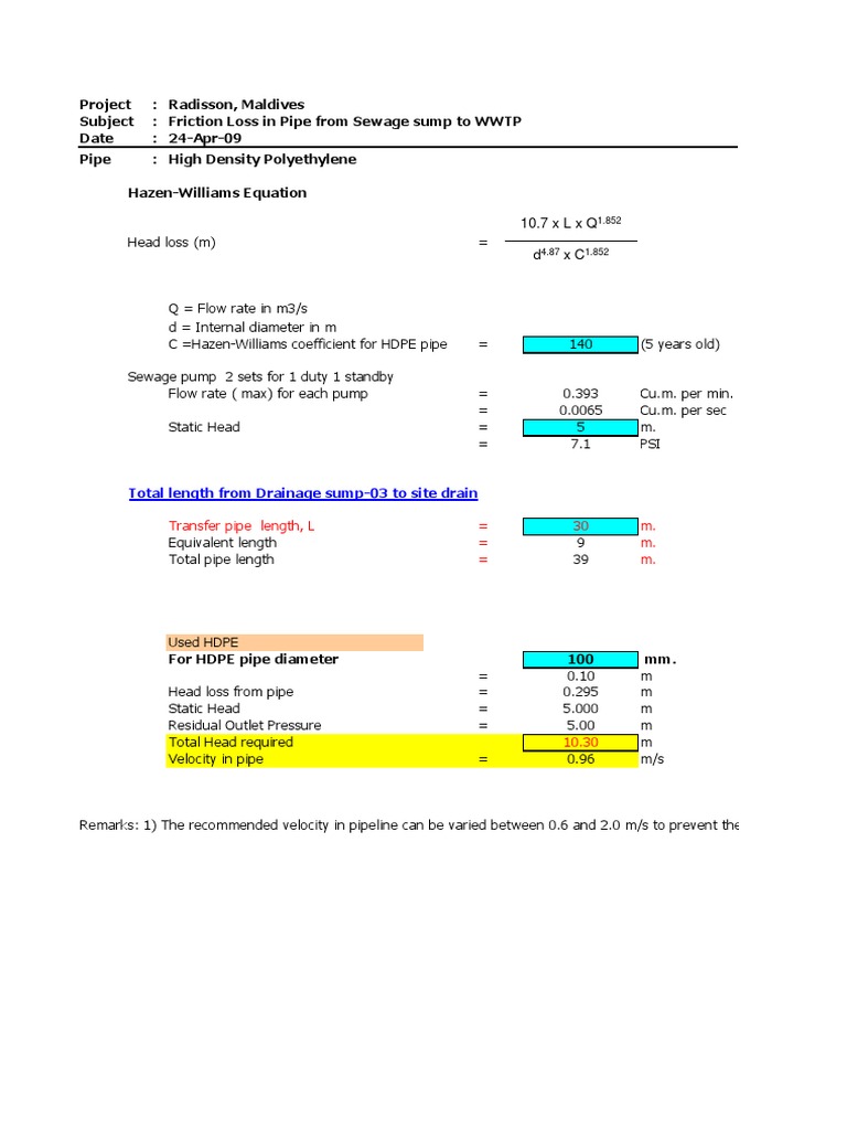 Piping Hydraulic Calculation