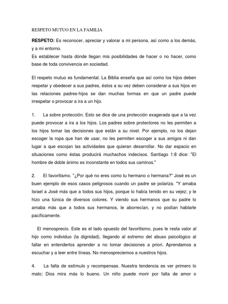 Respeto Mutuo en la Familia | PDF | Familia | Disciplinas