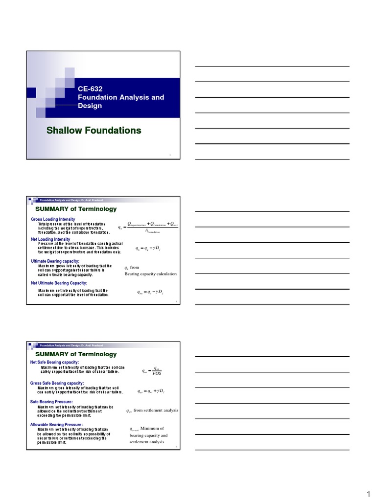 Shallow Foundations Part-1 Handout | PDF