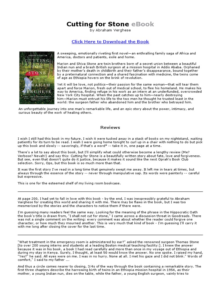 Cutting For Stone Ebook PDF Books Wellness