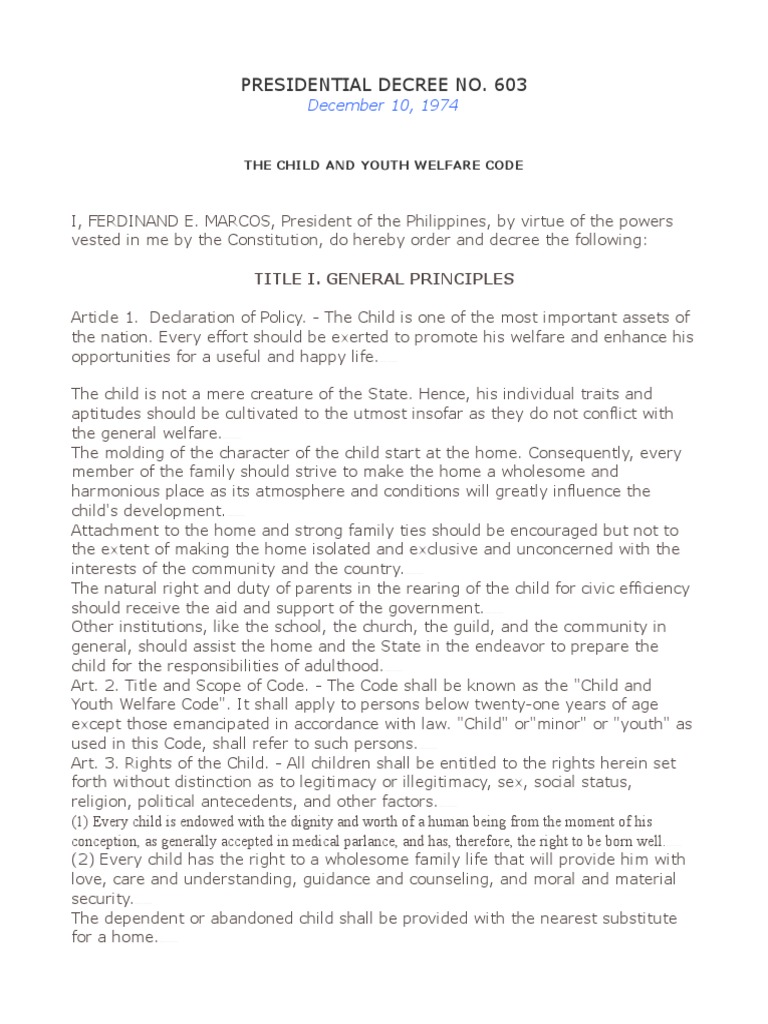 Presidential Decree On Child Protection | PDF | Business | Violence
