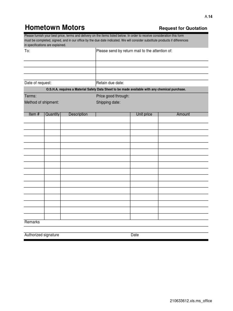 Vendor Quotation Request | PDF | Business