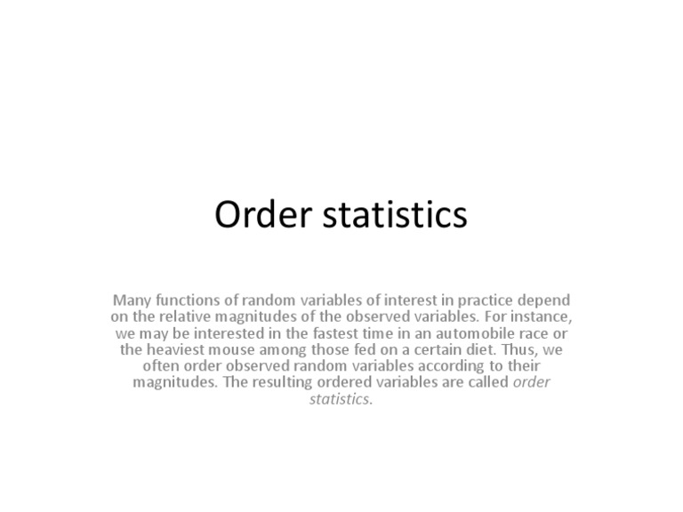 Understanding Order Statistics in Random Variables | PDF