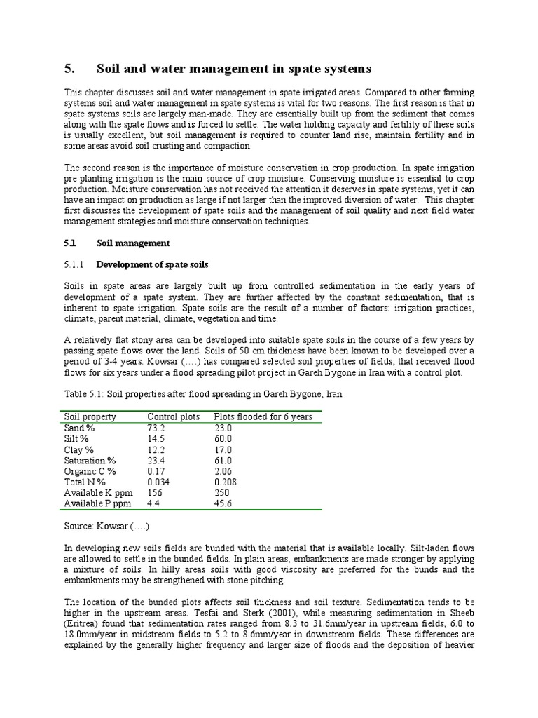 Soil and Water Management in Spate Systems | PDF | Soil | Soil Fertility