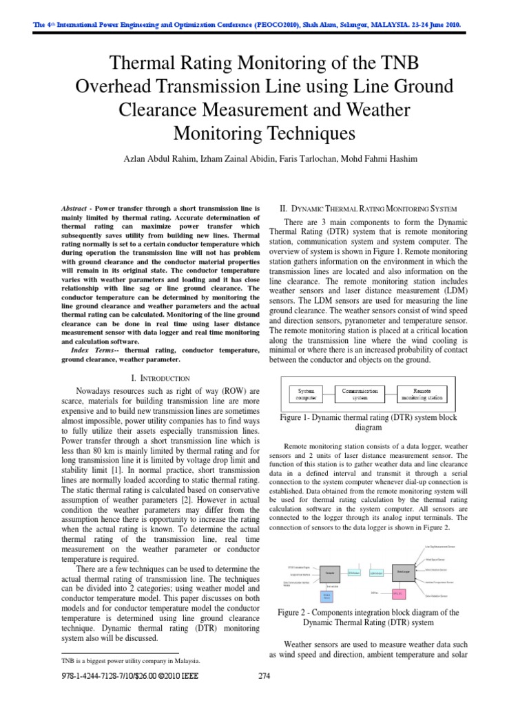 Thermal Rating Monitoring of The TNB | PDF | Electric Power ...