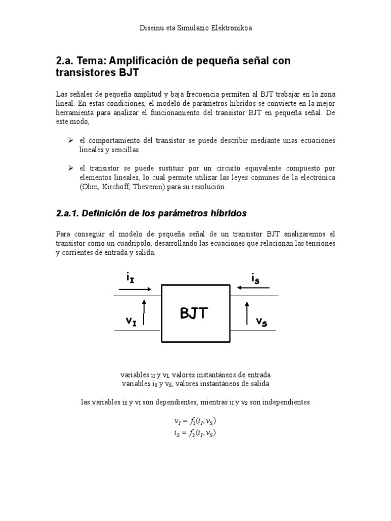 DSE) 2 Amplificacion de Pequeña Señal Con Transistores BJT y FET | PDF |  Transistor de unión bipolar | Transistor