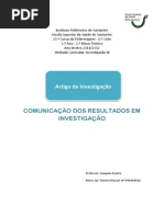 Artigo de investigação  - Comunicação dos resultados em investigação/comunidade cientifica