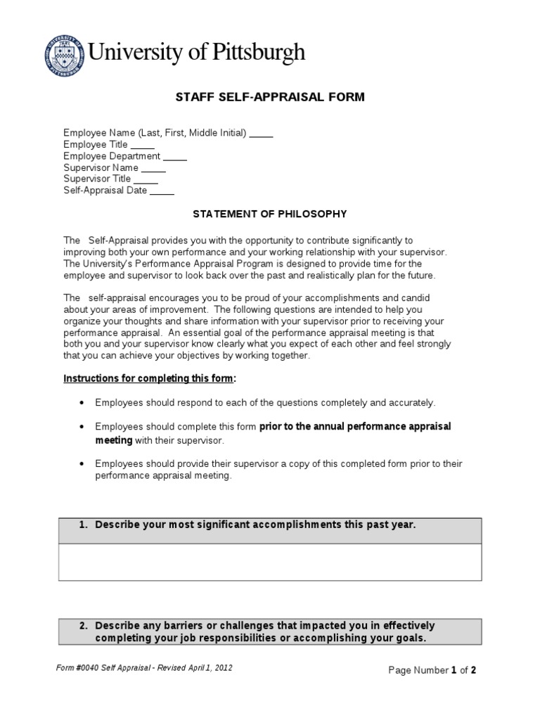 Self Appraisal Form PDF
