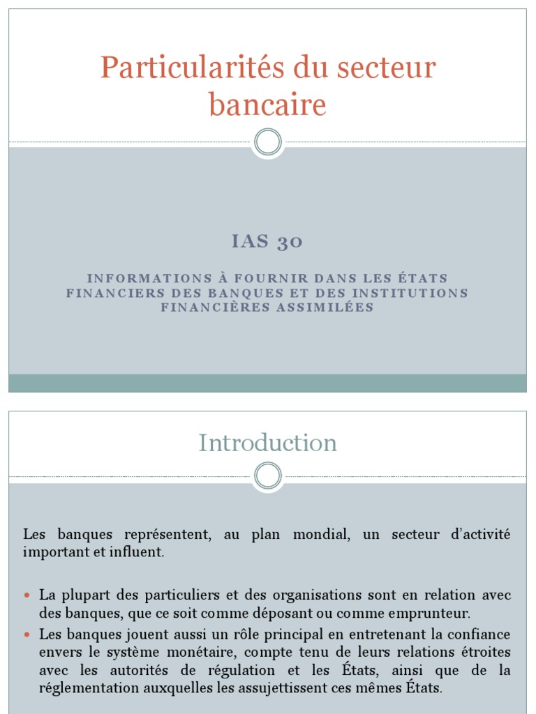 Norme IAS 30 pour les banques | PDF | Bilan comptable | Banques