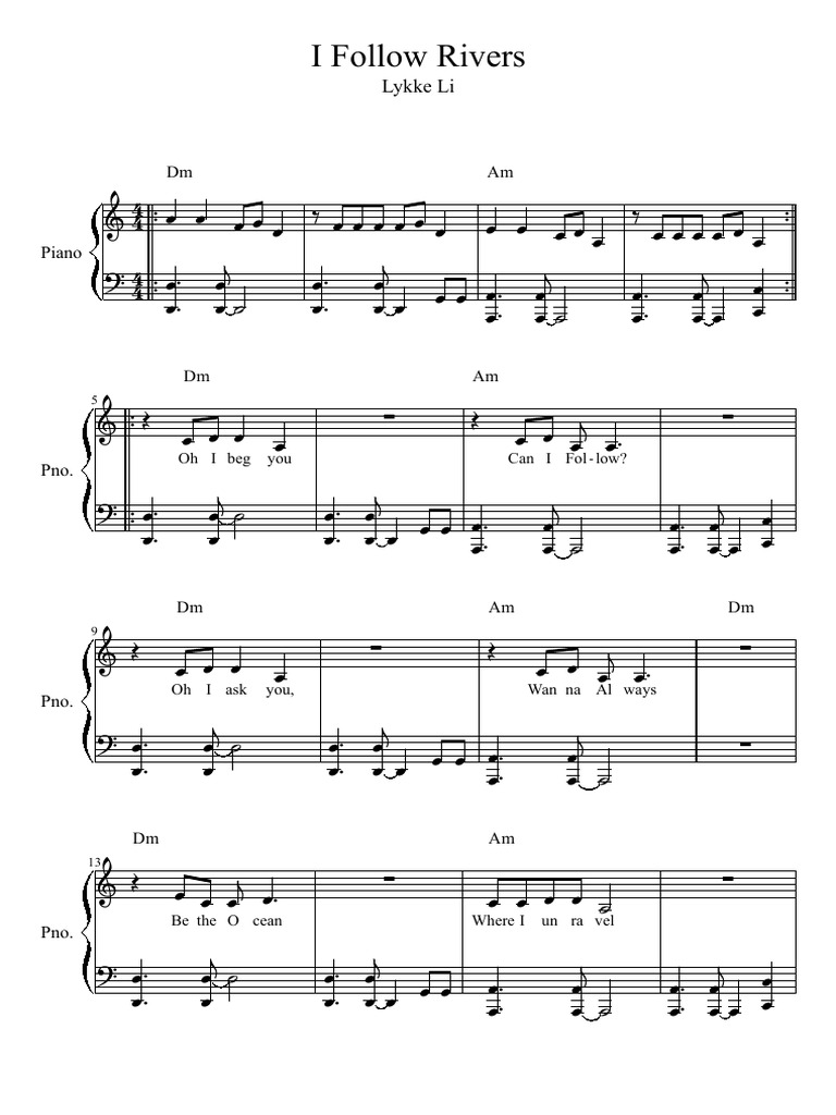 I Follow Rivers Piano Sheet Music | PDF