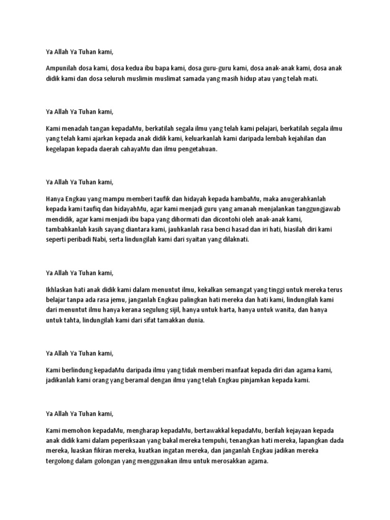 Doa Dari Guru Utk Murid