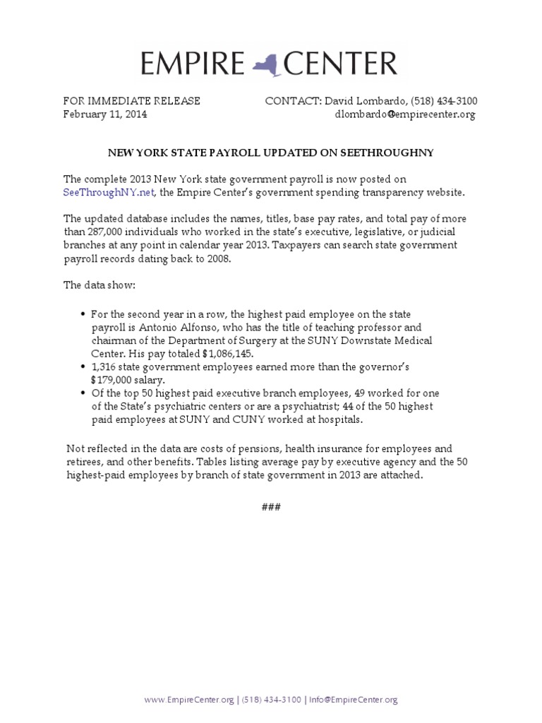 New York State Payroll Updated On Seethroughny
