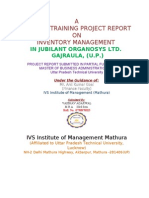 A Summer Training Project Report ON Inventory Management: in Jubilant Organosys Ltd. Gajraula, (U.P.)