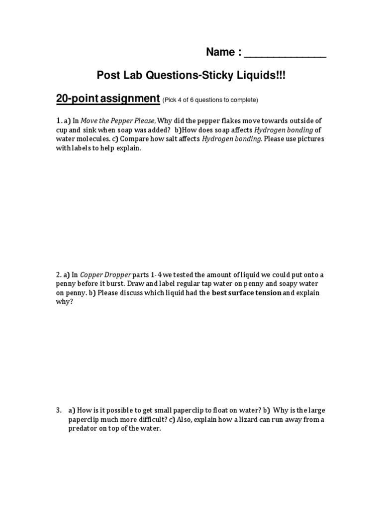 Exploring Sticky Liquids and Surface Tension | PDF