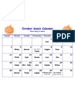 October Snack Calendar: 1 Lexi 2 Kaylee 3