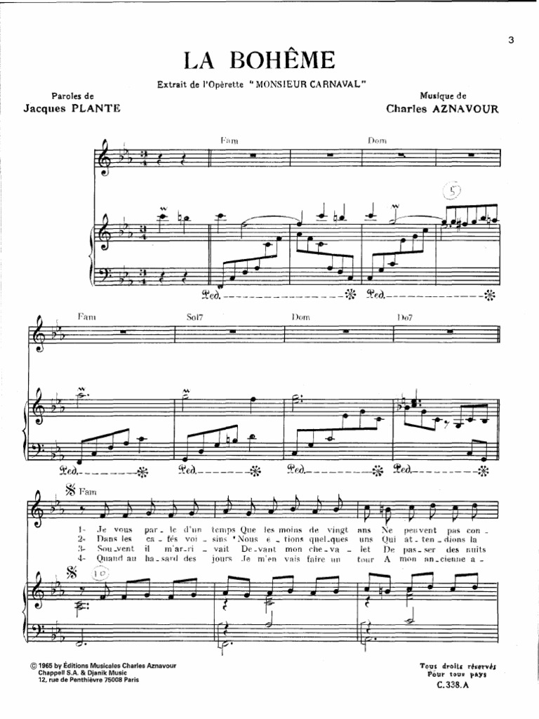 Charles Aznavour La Boheme PDF