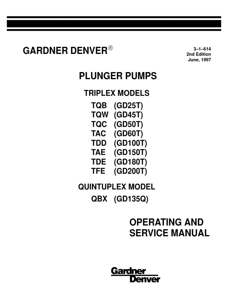 Gardner Denver Triplex Pump Manual | PDF | Pump | Leak