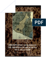 Descripciones Geográficas Del Obispado de Michoacán en El Siglo XVIII