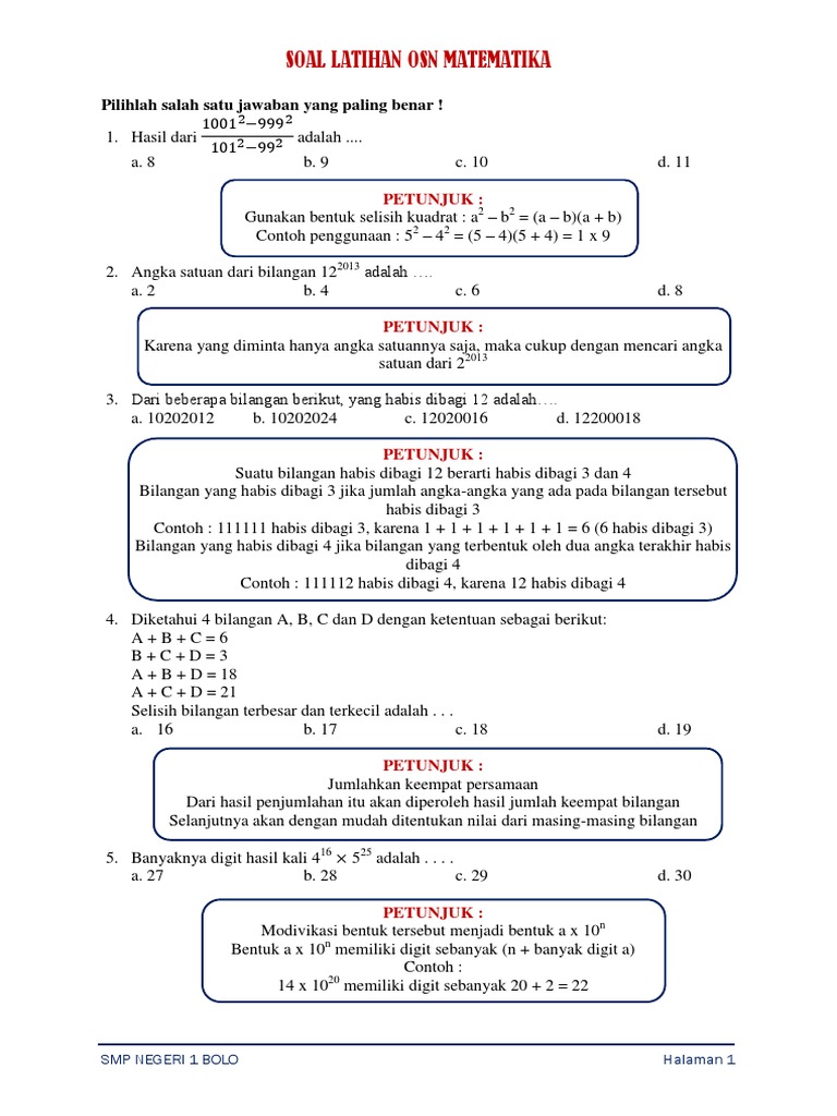 Soal Latihan OSN 1 | PDF
