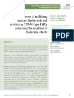 High Incidence of Multidrug Resistant Escherichia Coli Producing CTX-M-type ESBLs Colonizing The Intestine of Jordanian Infants