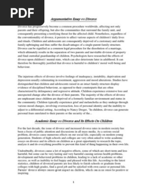 Argumentative Essay on Divorce