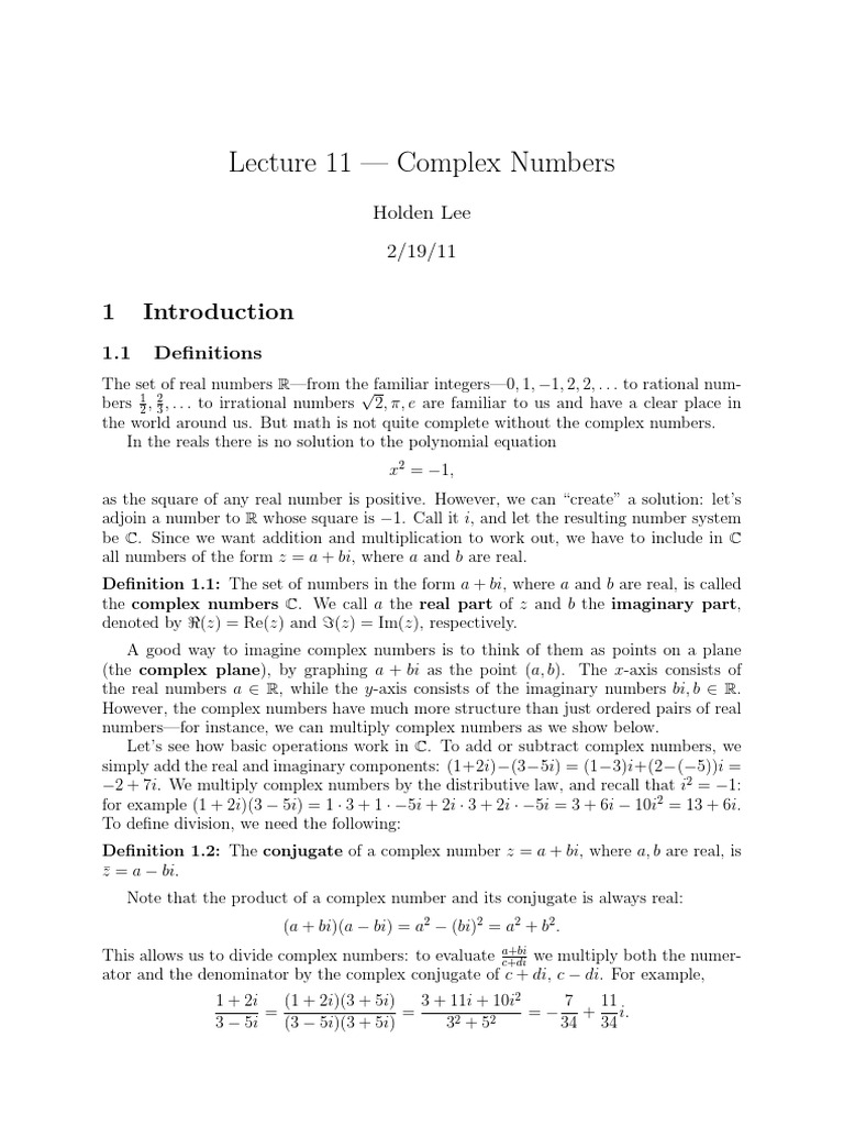 Complex Numbers: Basics and Operations | PDF