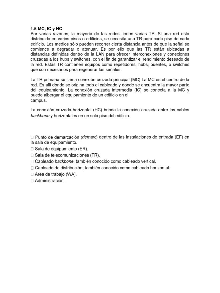 Conexiones MC, IC y HC en Redes | PDF