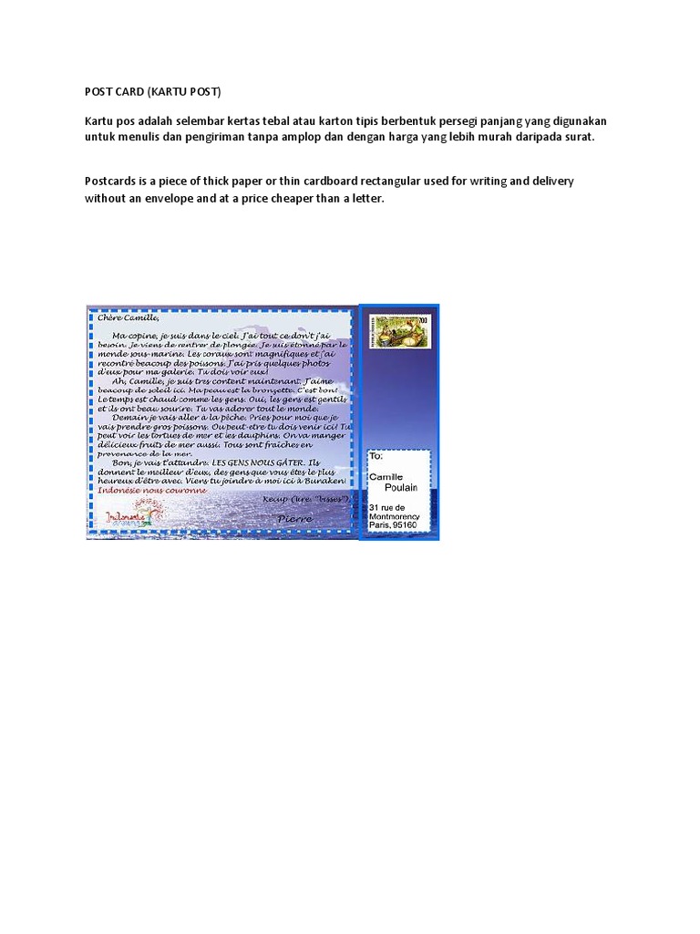 Pengertian dan Fungsi Kartu Pos | PDF