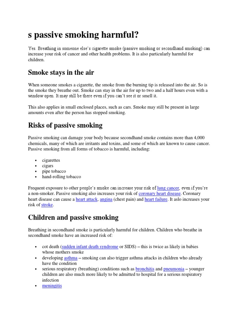 Passive Smoker Speech PDF Tobacco Smoking Addiction