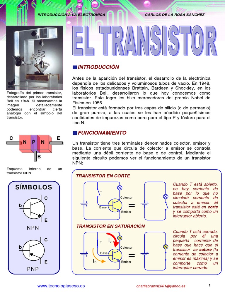 El Transistor.pdf | Transistor | Corriente eléctrica