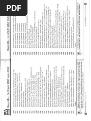 Haas G & M Codes For CNC | PDF