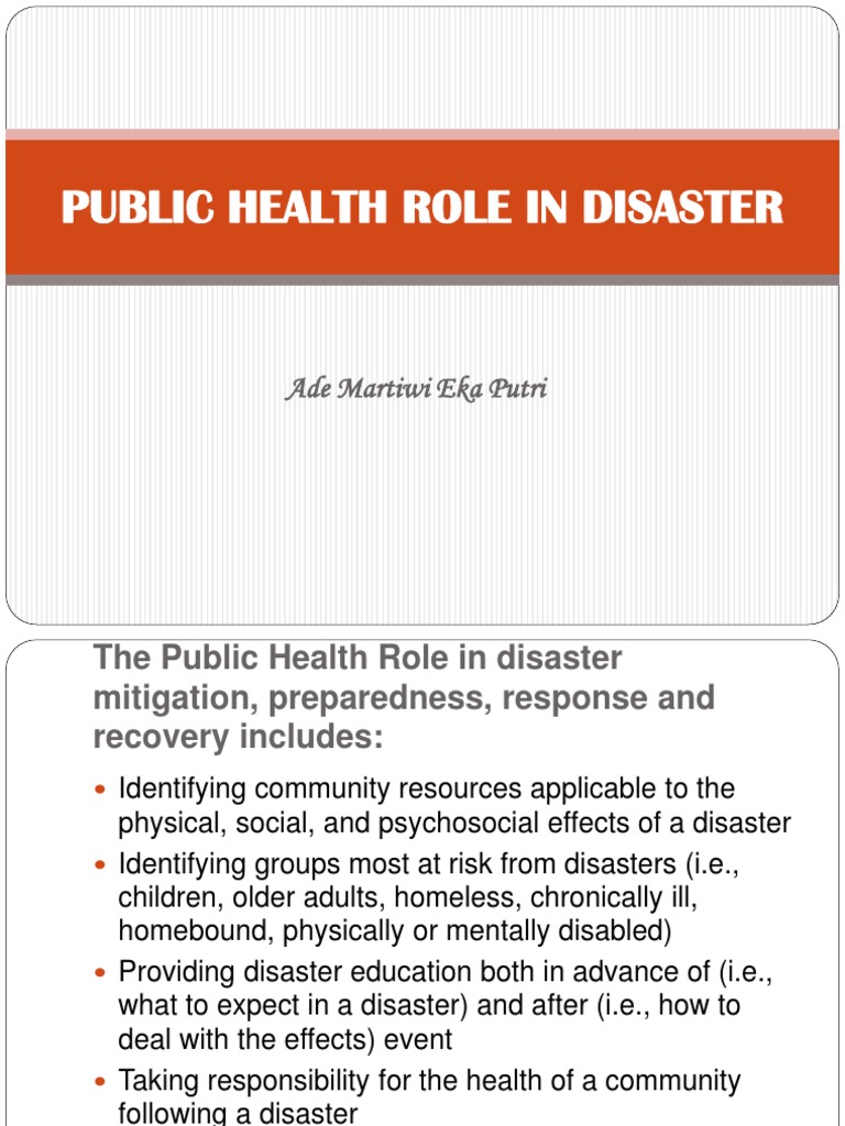 Public Health's Role in Disaster Management | PDF | Public Health ...
