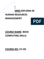 Name of Programme:Diploma in Human Resources Management