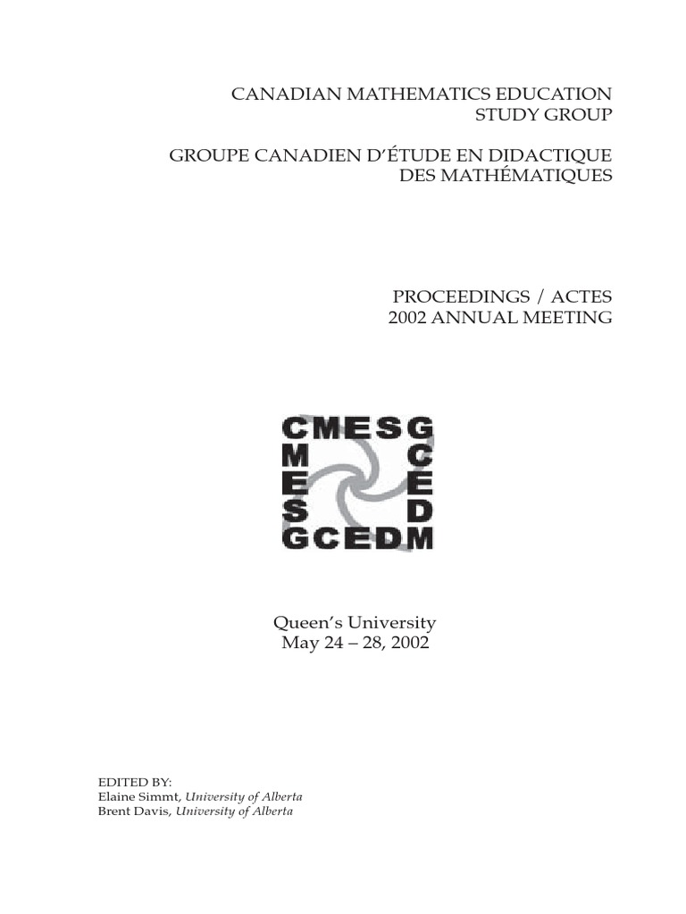 Canadian Mathematics Education Study Group Proceedings 2002 - 