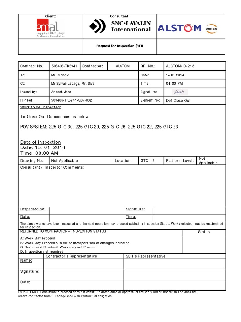 RFI for Material Inspection Notification | PDF | Government | Justice