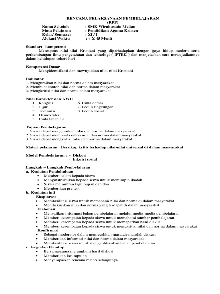 Rpp Agama Kelas Xi 2013