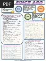 For Since Ago Grammar Explanation and Exercises Worksheet