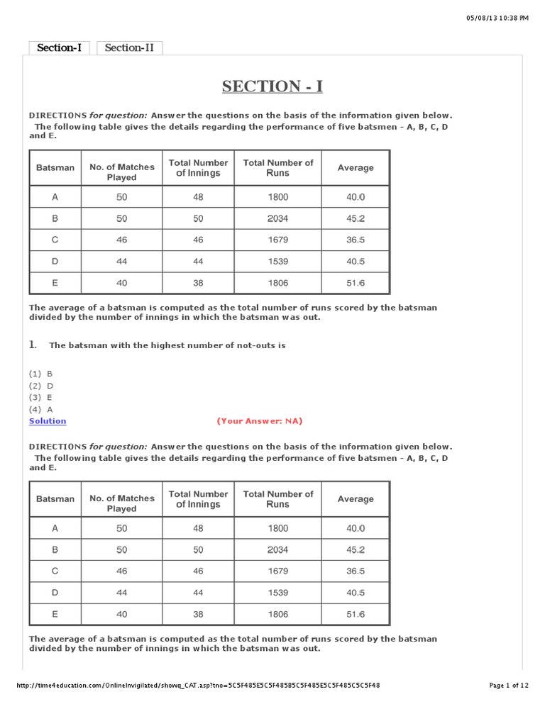 TIME CAT Test Series PDF Quadratic Equation Mathematical Objects