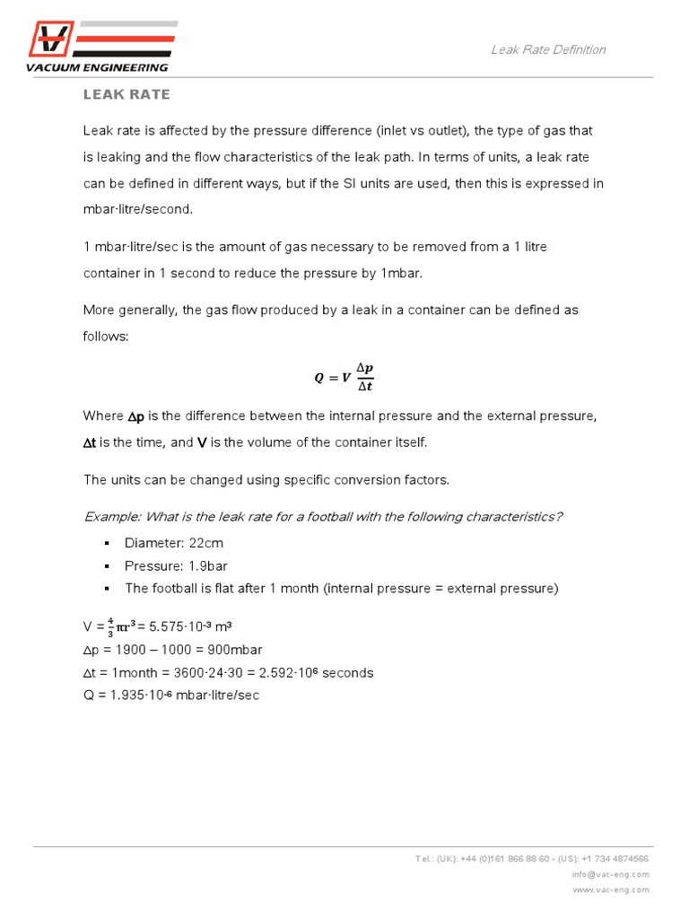 Leak Rate Definition | Leak | Gases