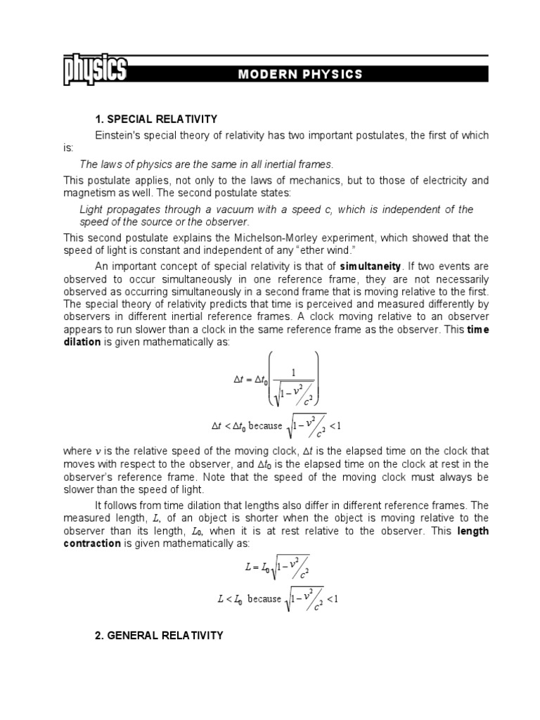Relativity Key Concepts | PDF