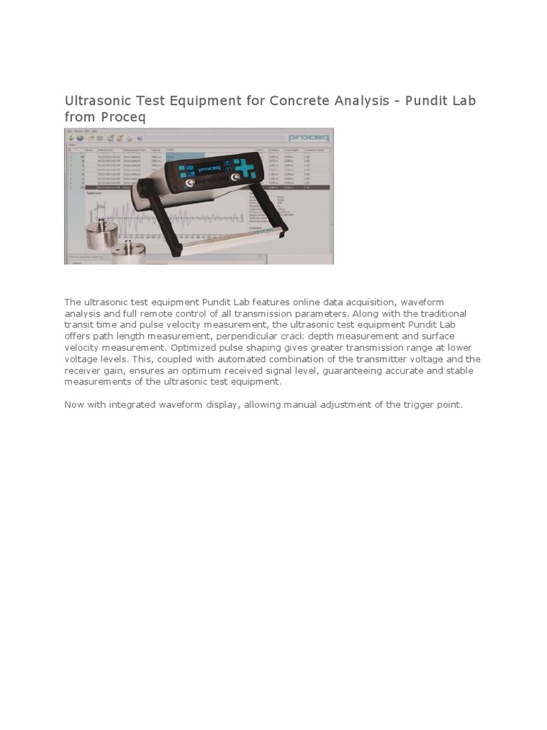 Ultrasonic Test Equipment For Concrete Analysis - Pundit Lab From ...