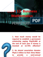 Math 13: Business Mathematics: Perpetuity