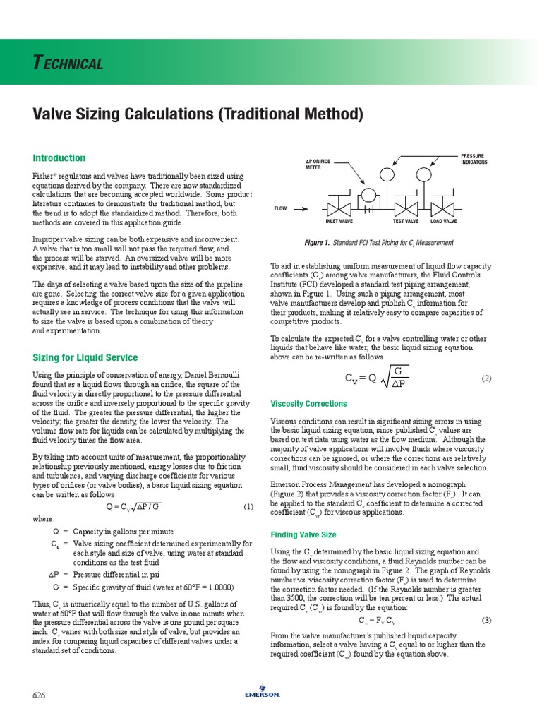 EmersonValve Sizing Calculations (Traditional Method) PDF