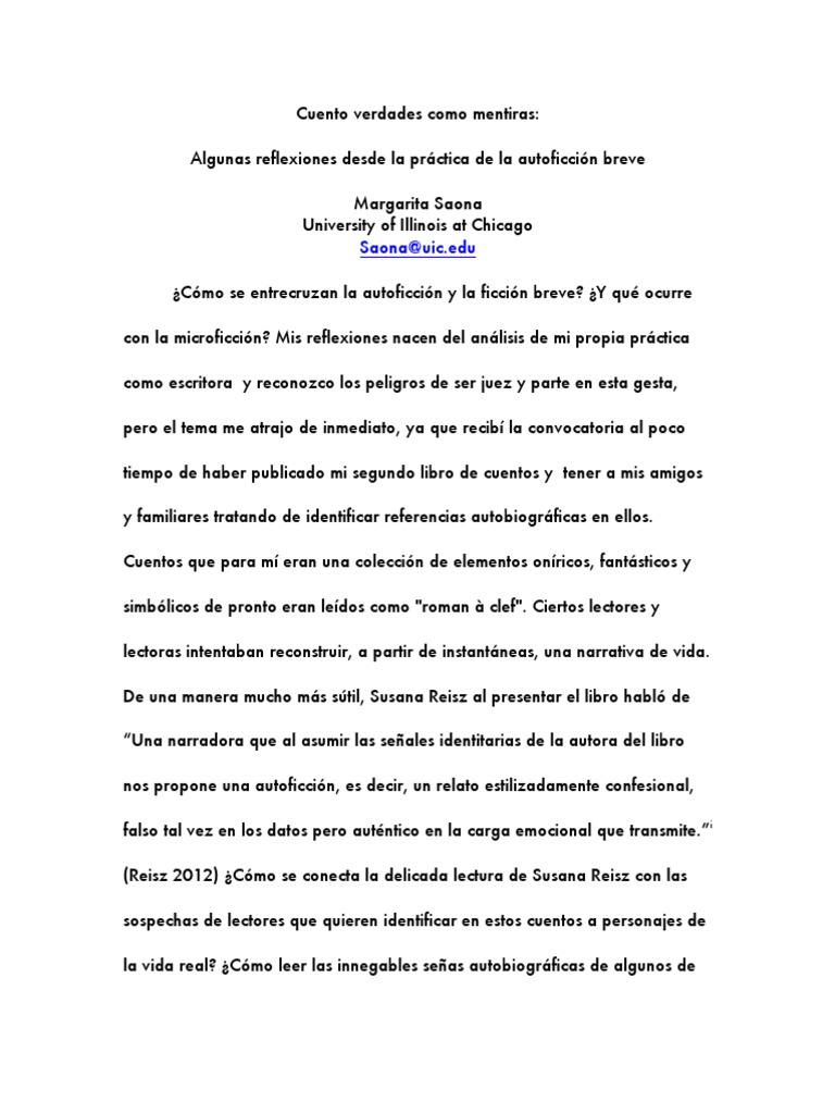 Cuento Verdades Como Mentiras P Pdf Pdf Autobiografias Cuentos