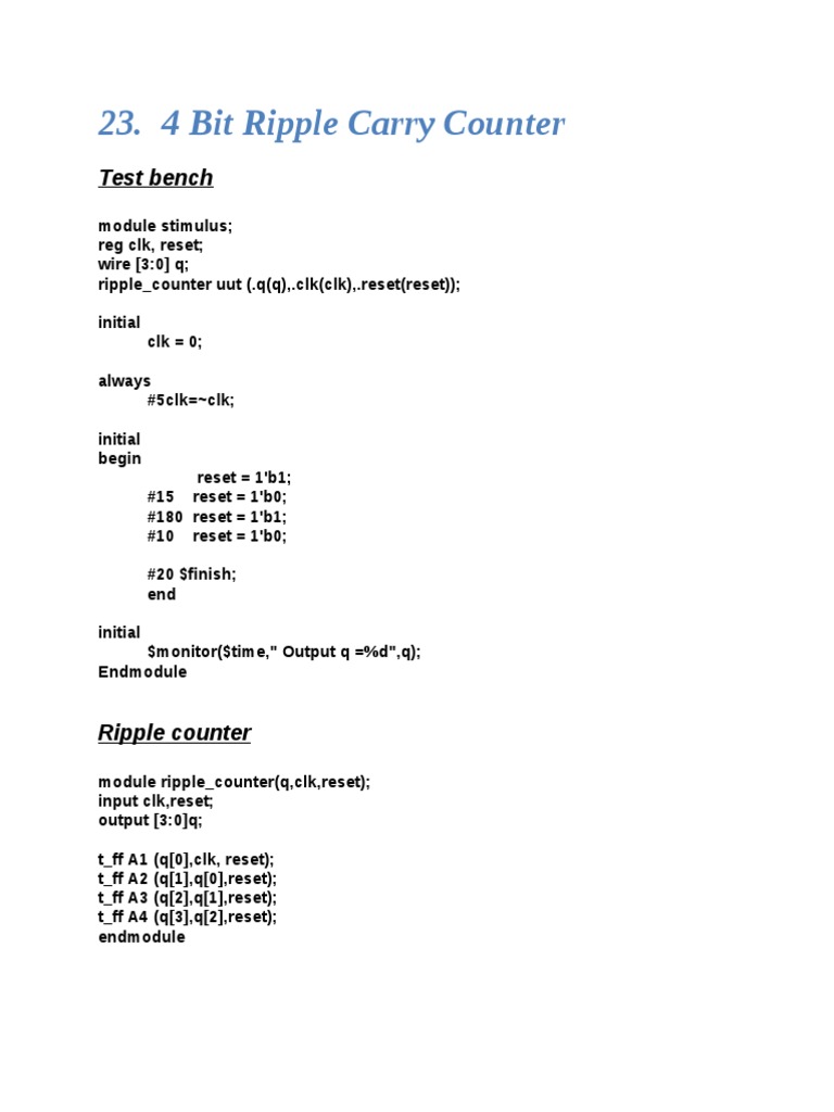 Verilog Sequential Circuits Code | PDF