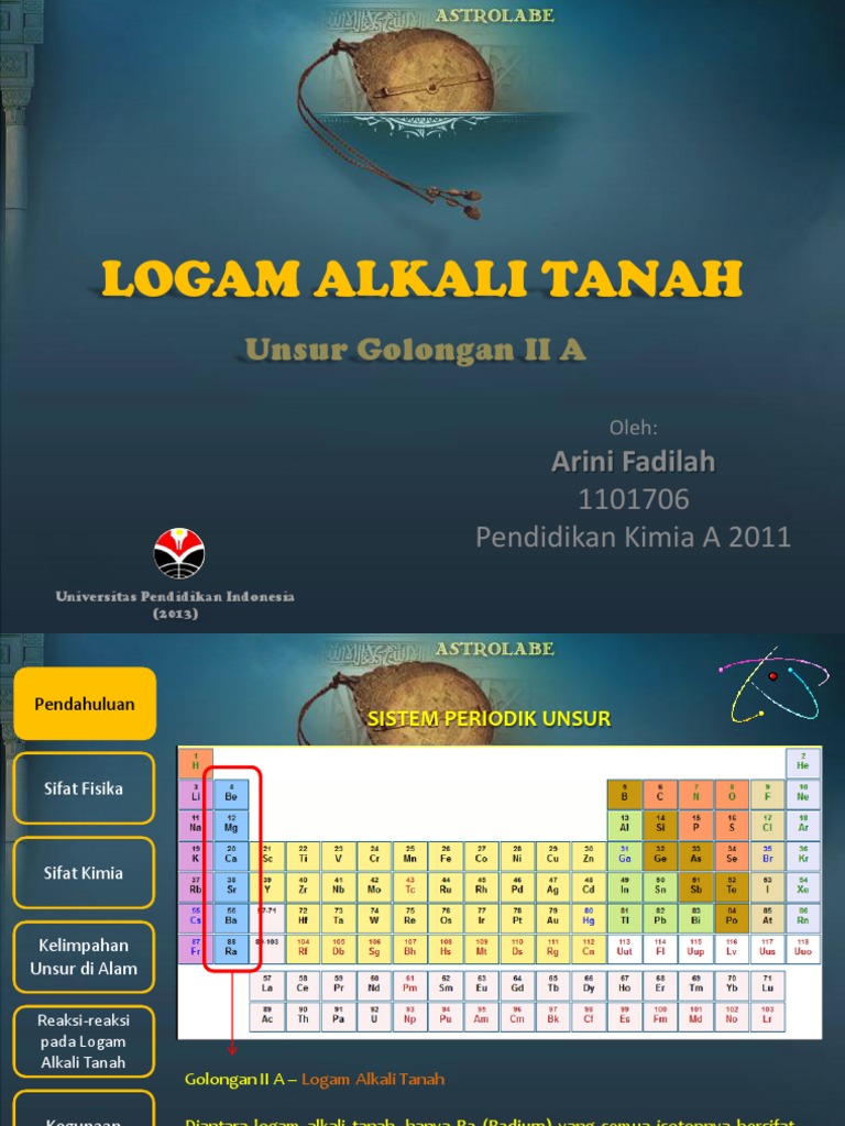 Sifat Unsur Alkali Dan Alkali Tanah Berbagai Unsur