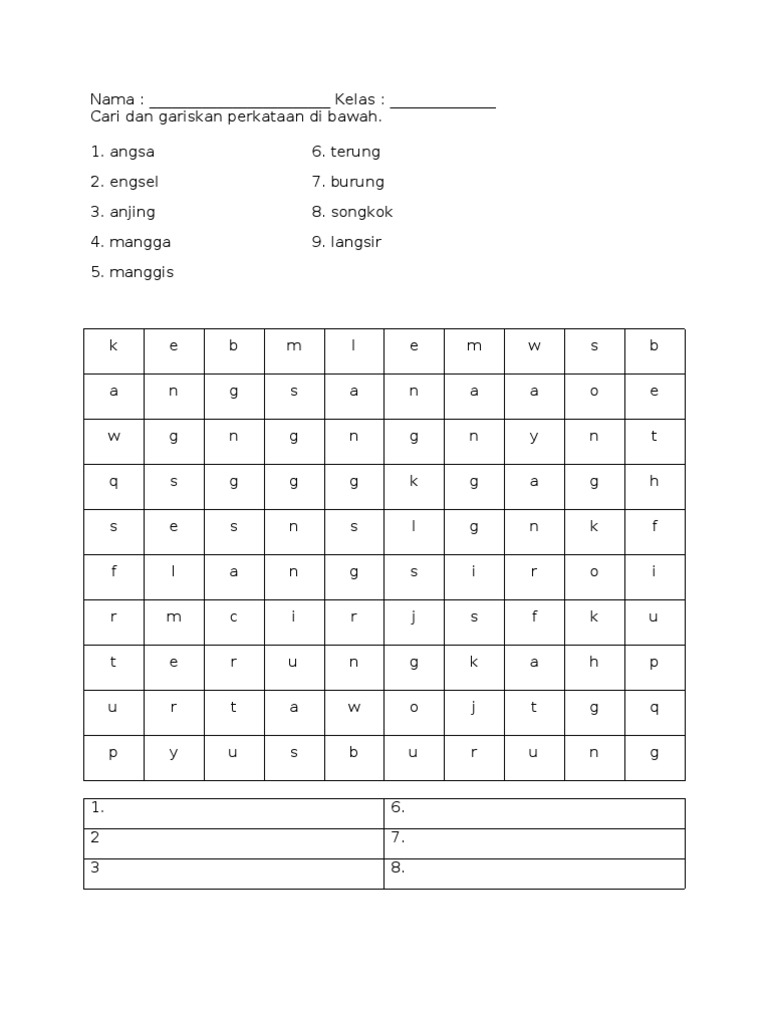 Cari Perkataan Tersembunyi Pdf