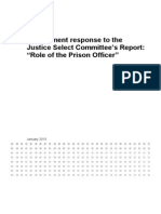 Government Response To The Justice Select Committee's Report: "Role of The Prison Officer"